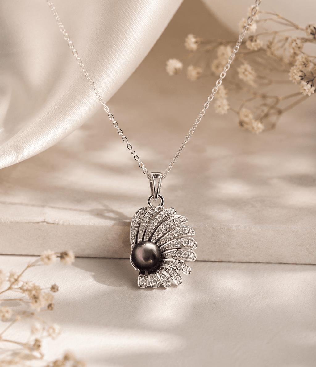 Peacock Green Button Freshwater Cultured Pearl Pendant Necklace in Sterling Silver - AME Jewellery