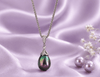 Pendentif en argent sterling avec perle d'eau douce poire blanche ou vert paon - AME Jewellery