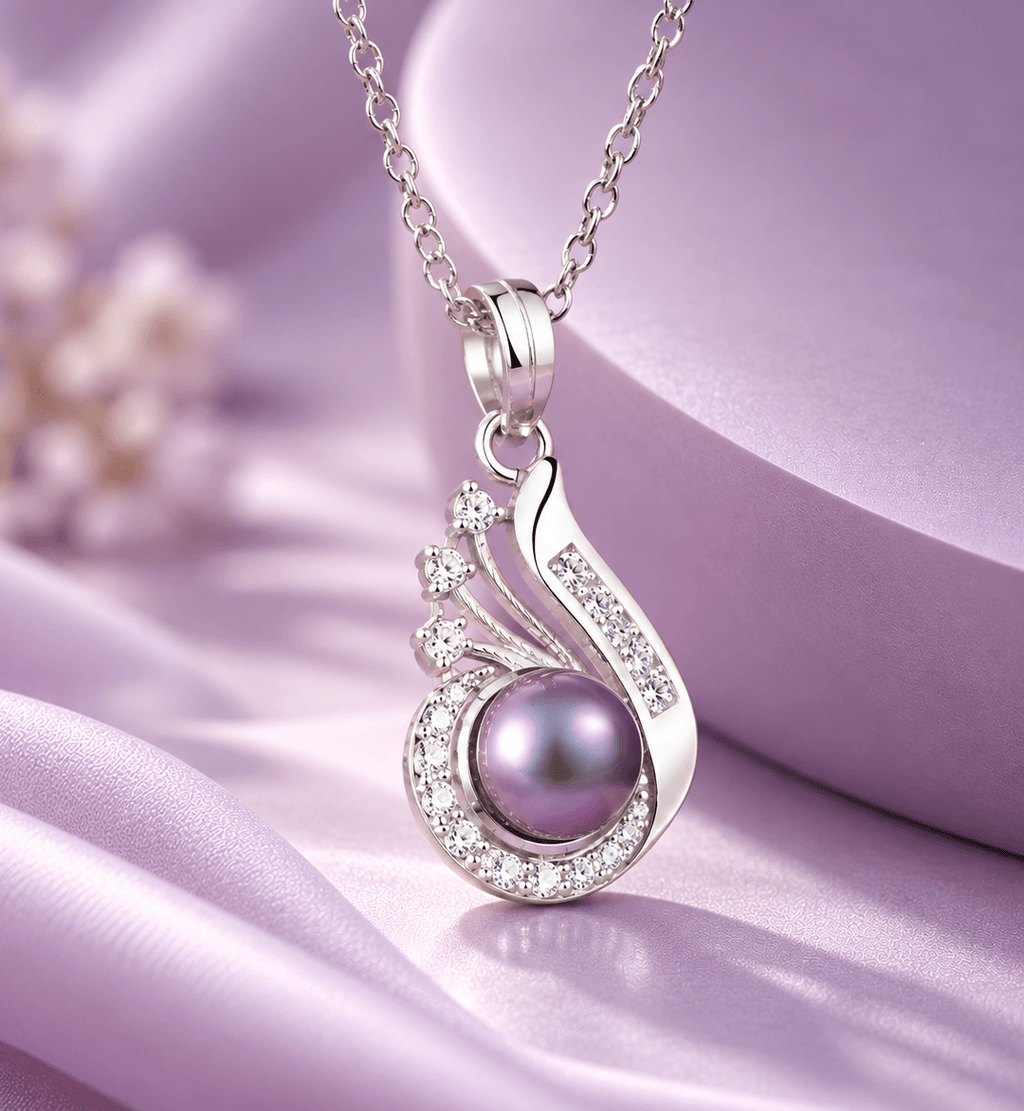 Collier pendentif en argent sterling avec perle de culture d'eau douce aubergine de 7 mm par AME Jewellery pour femme.