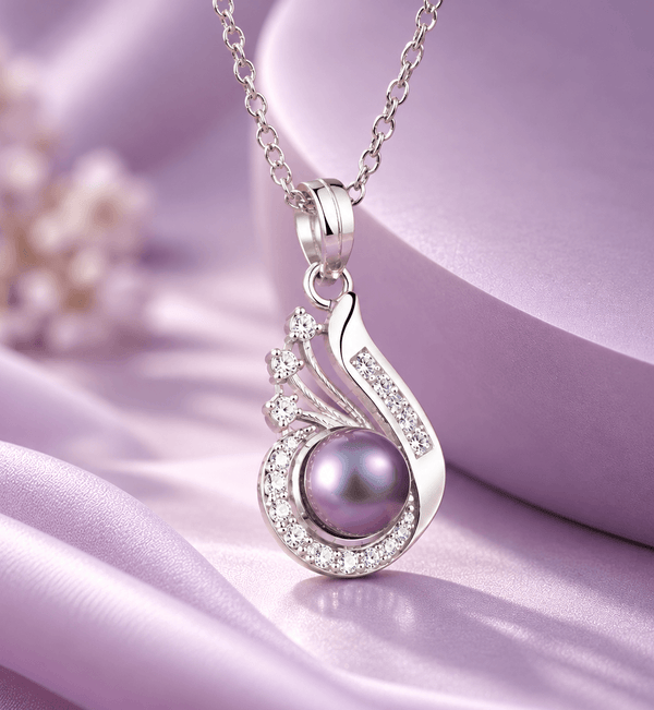 Collier pendentif en argent sterling avec perle de culture d'eau douce aubergine de 7 mm par AME Jewellery pour femme.