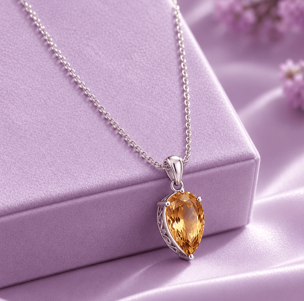 Pendentif en argent sterling et citrine naturelle taille poire - AME Jewellery