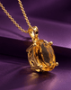 Collier pendentif en or jaune 14K avec citrine ovale naturelle par AME Jewellery. 