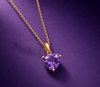 Pendentif en or jaune 14K et améthyste naturelle taille en cœur - AME Jewellery. 