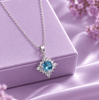 Pendentif halo en topaze bleue de en argent sterling - AME Jewellery