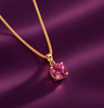 Pendentif tourmaline rose naturelle en or jaune 14K - AME Jewellery. 