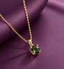 Collier pendentif tourmaline verte naturelle en or jaune 14K - AME Jewellery.