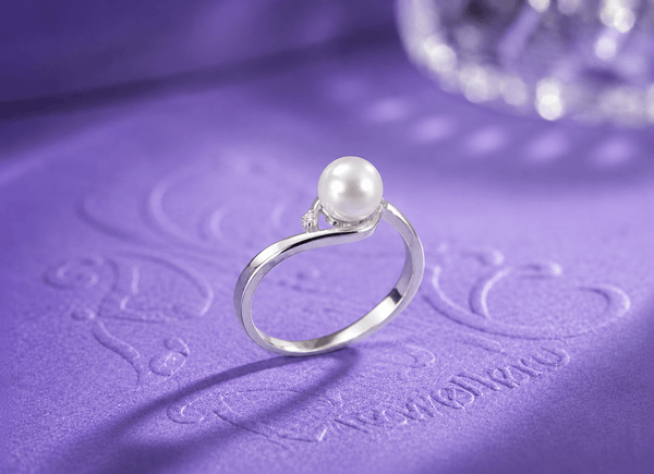 White Freshwater Pearl Ring in Sterling Silver by AME Jewellery. 