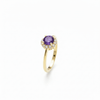 Nhẫn nữ Vàng Đá quý tự nhiên Amethyst Halo Ring in 14K Yellow Gold by AME Jewellery