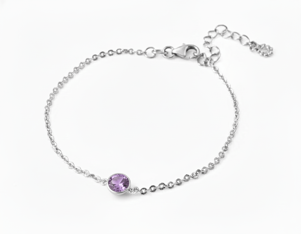 Lắc tay Đá quý tự nhiên Amethyst Bracelet in Sterling Silver by AME Jewellery