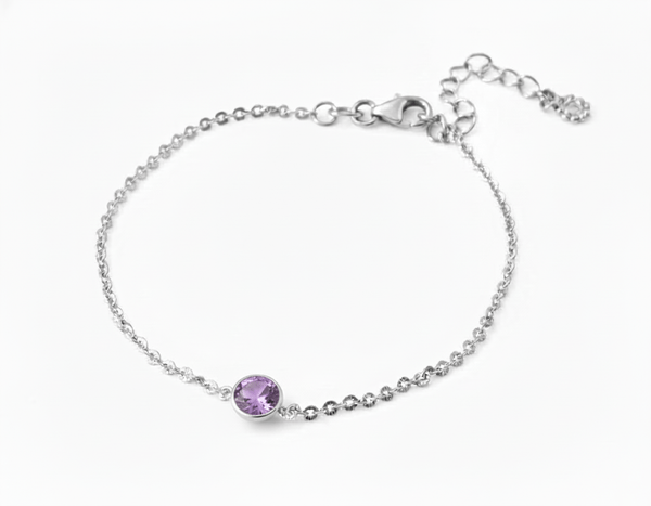 Lắc tay Đá quý tự nhiên Amethyst Bracelet in Sterling Silver by AME Jewellery