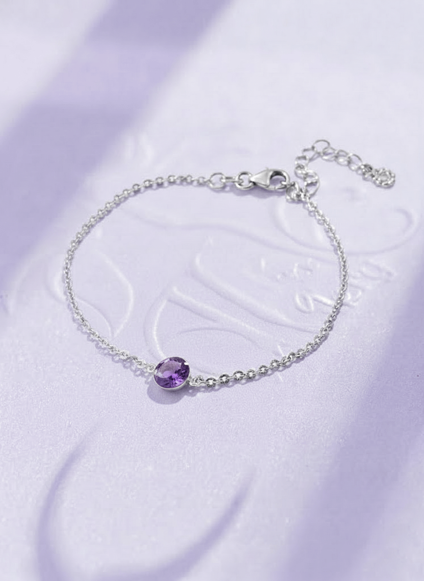Lắc tay Đá quý tự nhiên Amethyst Bracelet in Sterling Silver by AME Jewellery