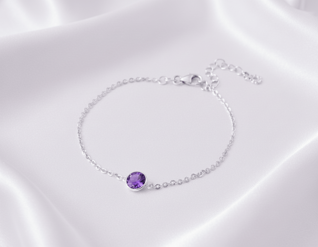 Lắc tay Đá quý tự nhiên Amethyst Bracelet in Sterling Silver by AME Jewellery