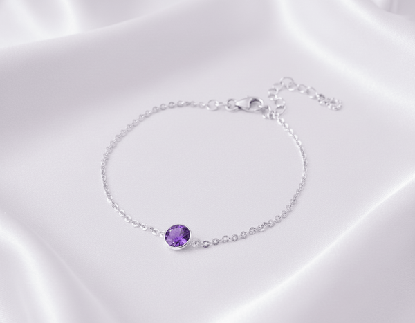 Lắc tay Đá quý tự nhiên Amethyst Bracelet in Sterling Silver by AME Jewellery