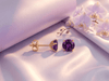 Natural Amethyst 4-Prong Earrings in 14K Yellow Gold - AME Jewellery