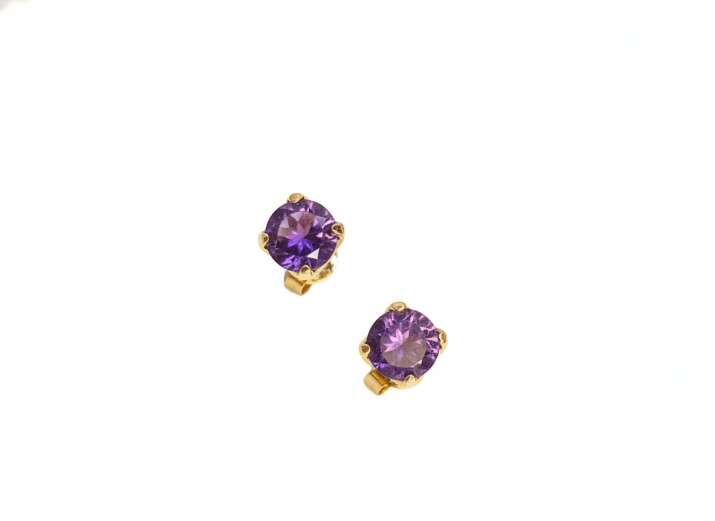 Bông tai Vàng Đá quý tự nhiên Amethyst Earrings in 14K Yellow Gold by AME Jewellery
