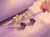 Natural Amethyst Drop Earrings in 14K Yellow Gold by AME Jewellery