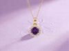 Pendentif halo en améthyste de en or jaune 14K - AME Jewellery