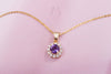 Natural Amethyst Halo Pendant in 14K Yellow Gold | AME Jewellery