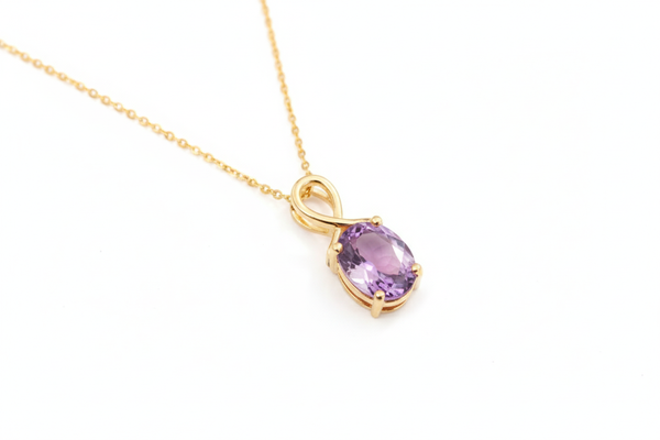 Mặt dây chuyền Vàng Oval-cut Amethyst Pendant Necklace in 18K Yellow Gold by AME Jewellery