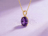 Natural Oval Amethyst Pendant in 18K Yellow Gold - AME Jewellery