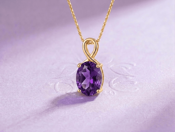 Mặt dây chuyền Vàng Oval-cut Amethyst Pendant Necklace in 18K Yellow Gold by AME Jewellery