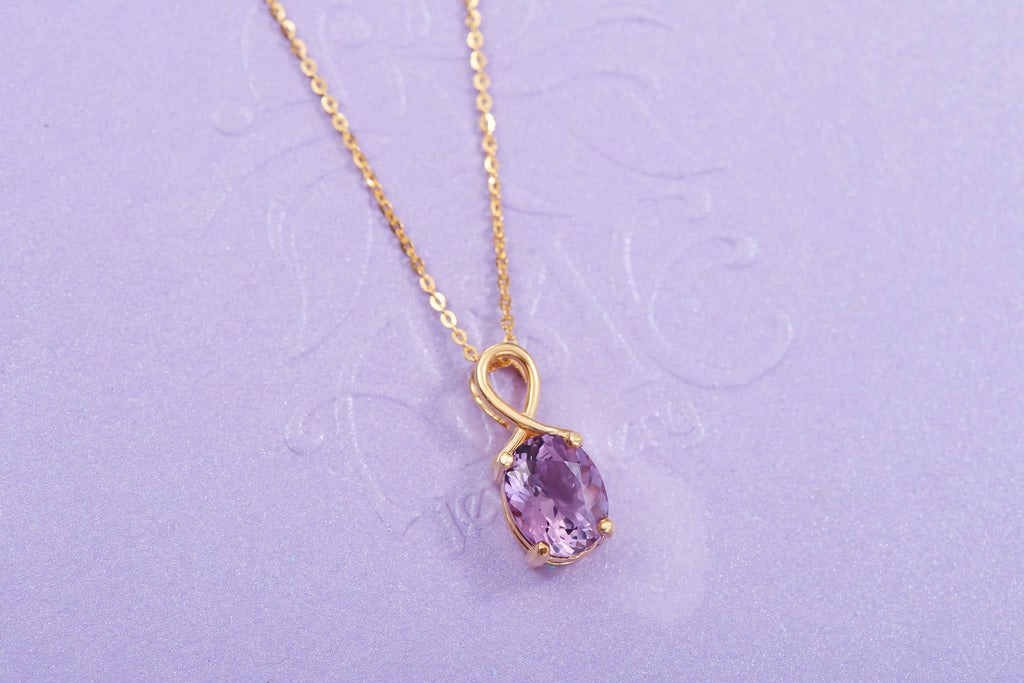 Mặt dây chuyền Vàng Oval-cut Amethyst Pendant Necklace in 18K Yellow Gold by AME Jewellery