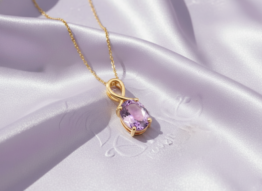 Mặt dây chuyền Vàng Oval-cut Amethyst Pendant Necklace in 18K Yellow Gold by AME Jewellery