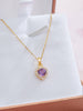 Mặt dây chuyền Vàng Đá quý thiên nhiên Amethyst Halo Heart Pendant in 14K Yellow Gold by AME Jewellery