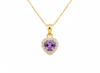 Mặt dây chuyền Vàng Đá quý thiên nhiên Amethyst Halo Heart Pendant in 14K Yellow Gold by AME Jewellery