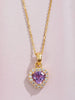 Mặt dây chuyền Vàng Đá quý thiên nhiên Amethyst Halo Heart Pendant in 14K Yellow Gold by AME Jewellery