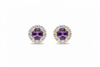 Bông tai Vàng Đá quý tự nhiên Amethyst Halo Earrings in 14K Yellow Gold by AME Jewellery