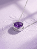 Collier chaîne solitaire en améthyste de 7 mm en argent sterling - AME Jewellery
