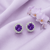 Natural Amethyst Halo Earrings in Sterling Silver - AME Jewellery