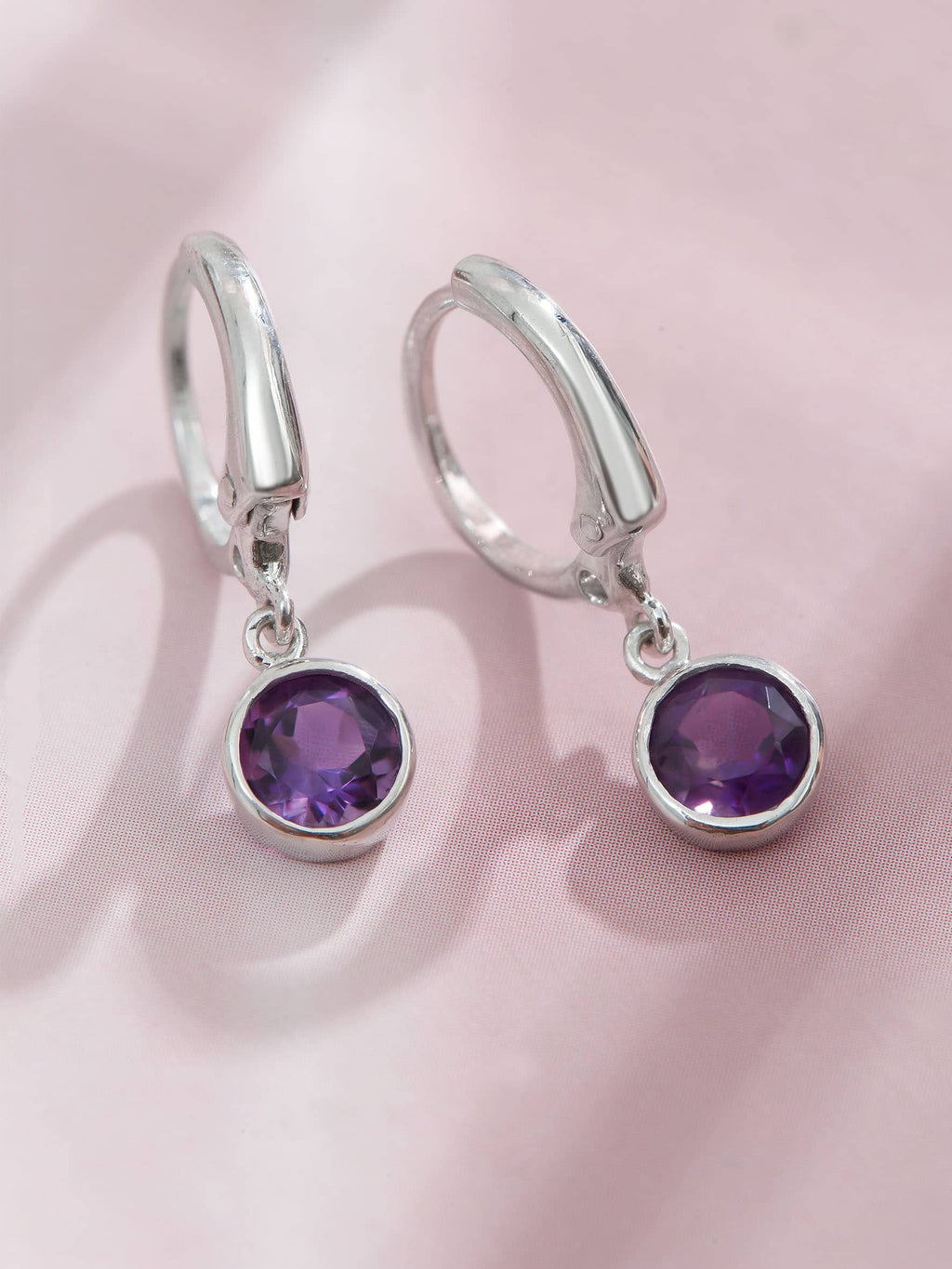 Bông tai Đá quý thiên nhiên Amethyst Hinged Earrings in Sterling Silver by AME Jewellery