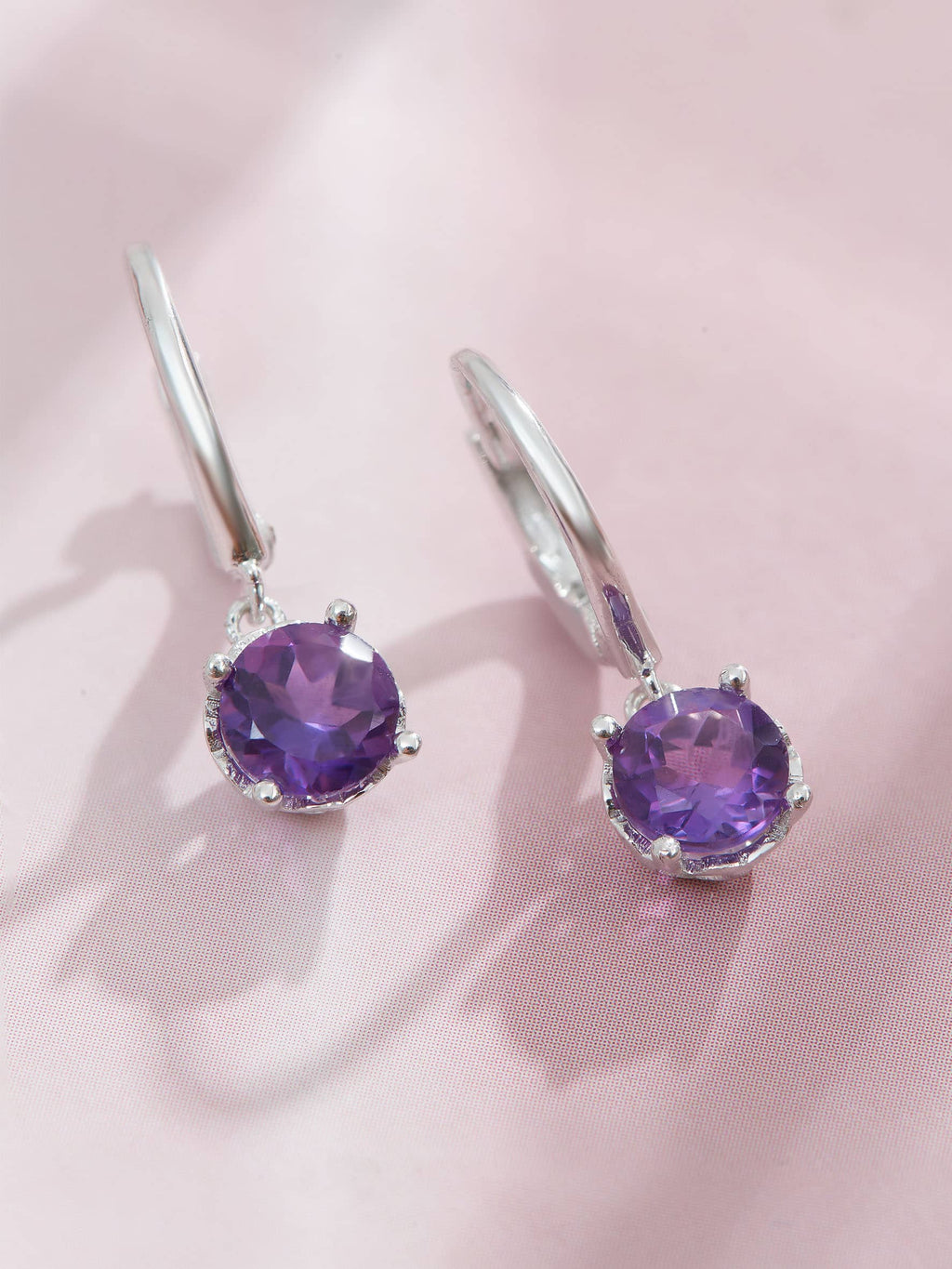 Bông tai Đá quý tự nhiên Amethyst Hinged Silver Earrings by AME Jewellery