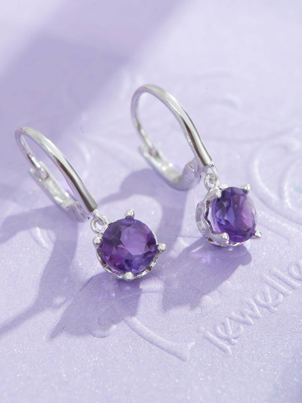 Bông tai Đá quý tự nhiên Amethyst Hinged Silver Earrings by AME Jewellery