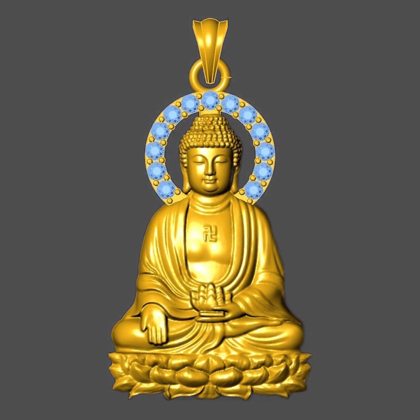 Mặt dây chuyền Bạc Phật Adida Amitabha Buddha pendant necklace in sterling silver by AME Jewellery