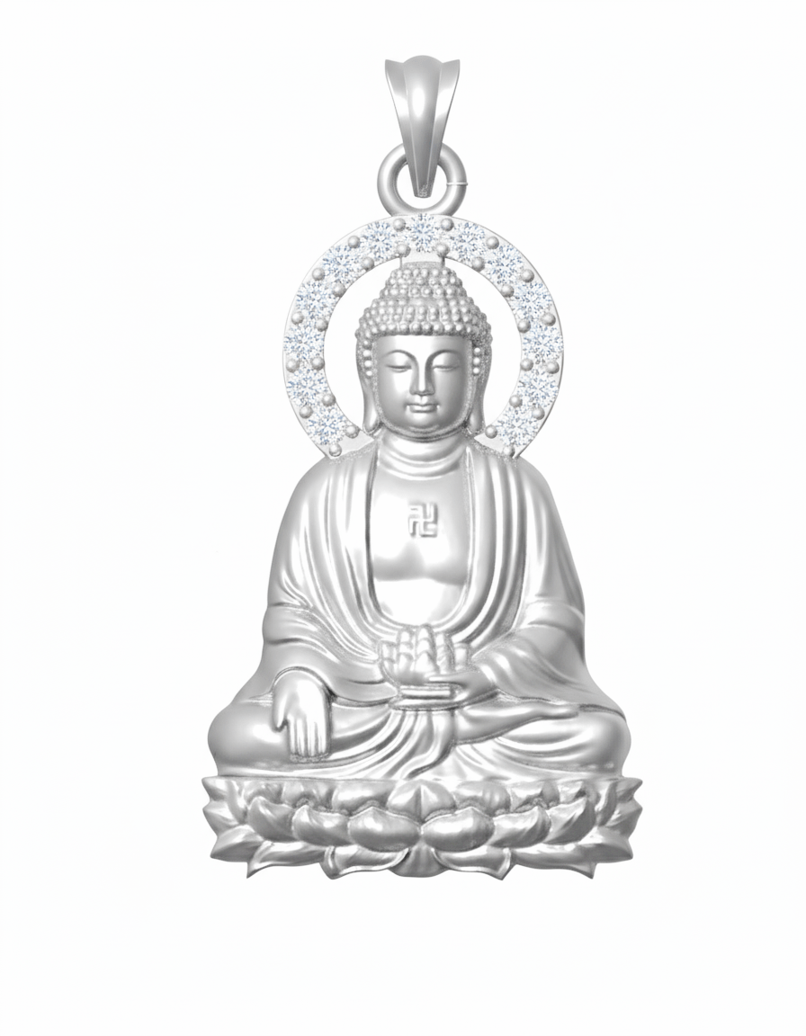 Mặt dây chuyền Bạc Phật Adida Amitabha Buddha pendant necklace in sterling silver by AME Jewellery