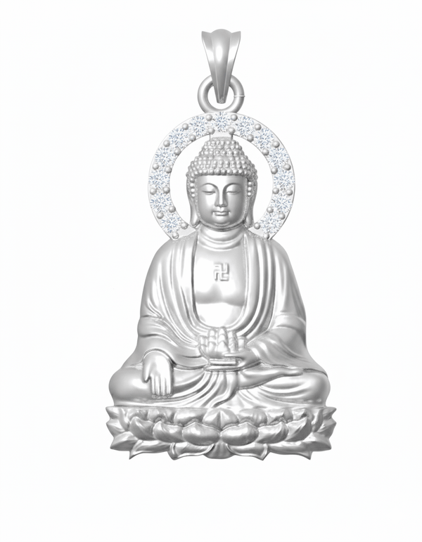 Mặt dây chuyền Bạc Phật Adida Amitabha Buddha pendant necklace in sterling silver by AME Jewellery
