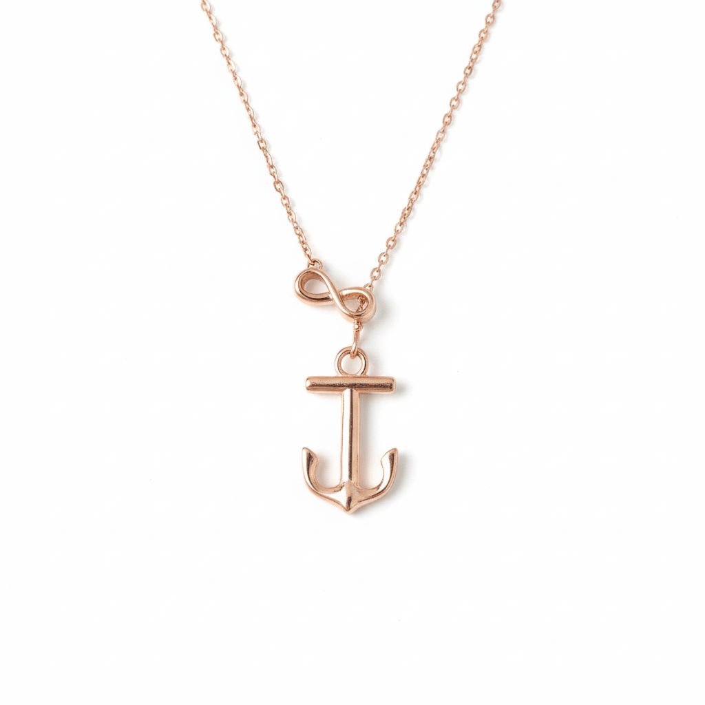 Anchor Pendant Chain Necklace in 18K Rose Gold | Mặt dây Mỏ Neo Vàng | AMEJewellery