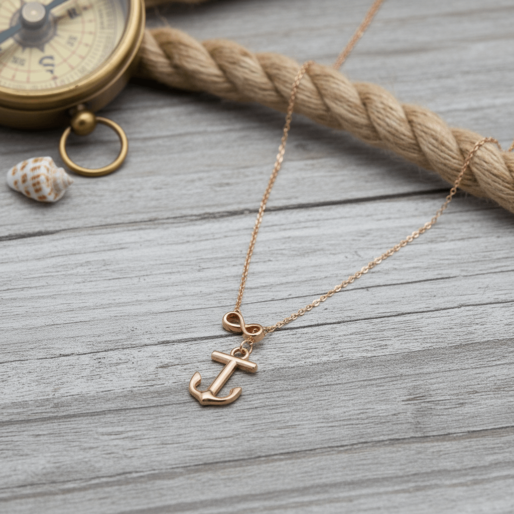 Anchor Pendant Chain Necklace in 18K Rose Gold | Mặt dây Mỏ Neo Vàng | AMEJewellery