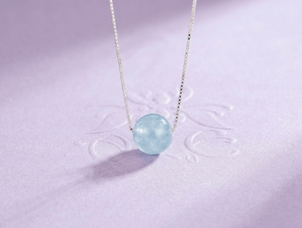 Natural Aquamarine Bead Chain Necklace in Sterling Silver -  AME Jewellery