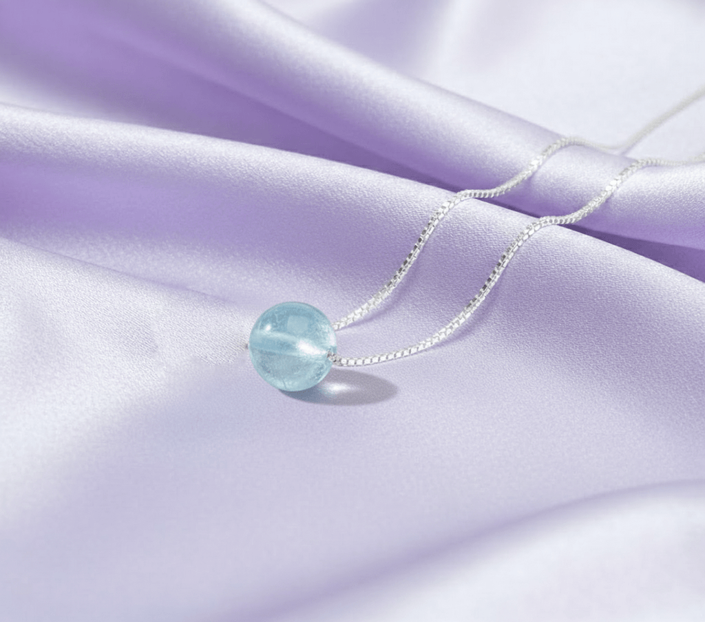 Dây chuyền Đá quý tự nhiên Aquamarine Bead Chain Necklace by AME Jewellery