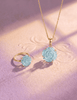Natural Blue Aquamarine Carved Rose Flower Jewelry 14K Yellow Gold - AME Jewellery