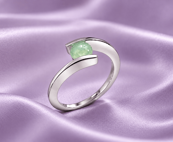 Bague en argent et jadéite naturelle taille poire - AME Jewellery.