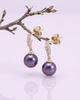 Aubergine Freshwater Cultured Pearl Drop Earrings in 14K Yellow Gold