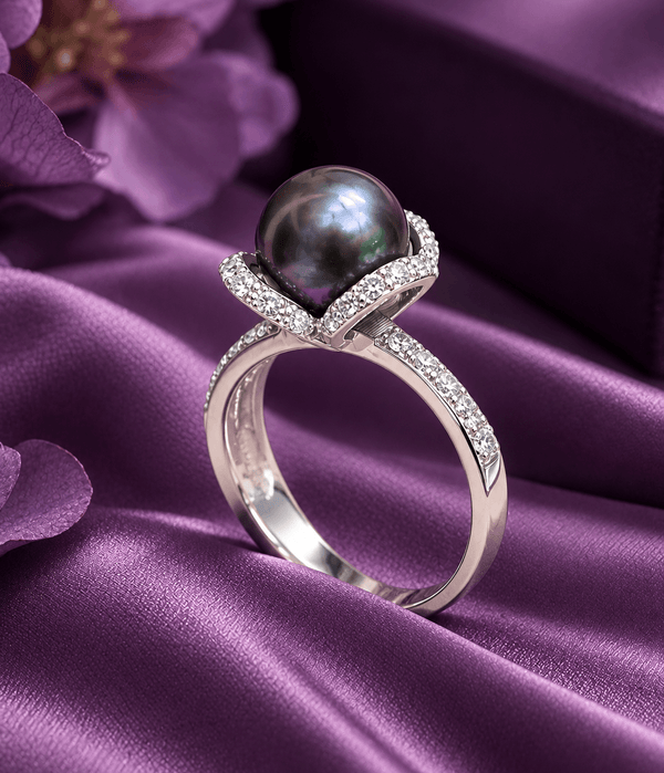 Aubergine Freshwater Cultured Pearl Ring in Sterling Silver by AME Jewellery.