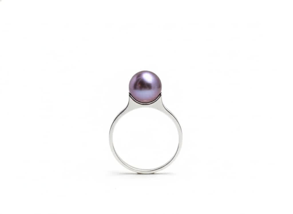 Nhẫn Vàng trắng Ngọc trai nuôi nước ngọt Aubergine Freshwater Pearl Ring in 10K White Gold by AME Jewellery
