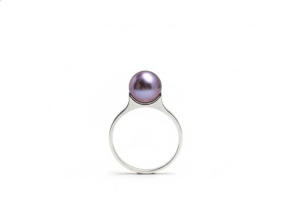 Nhẫn Vàng trắng Ngọc trai nuôi nước ngọt Aubergine Freshwater Pearl Ring in 10K White Gold by AME Jewellery