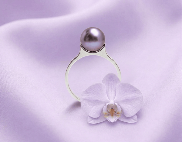 Aubergine Freshwater Cultured Pearl Ring in 10K White Gold by AME Jewellery.